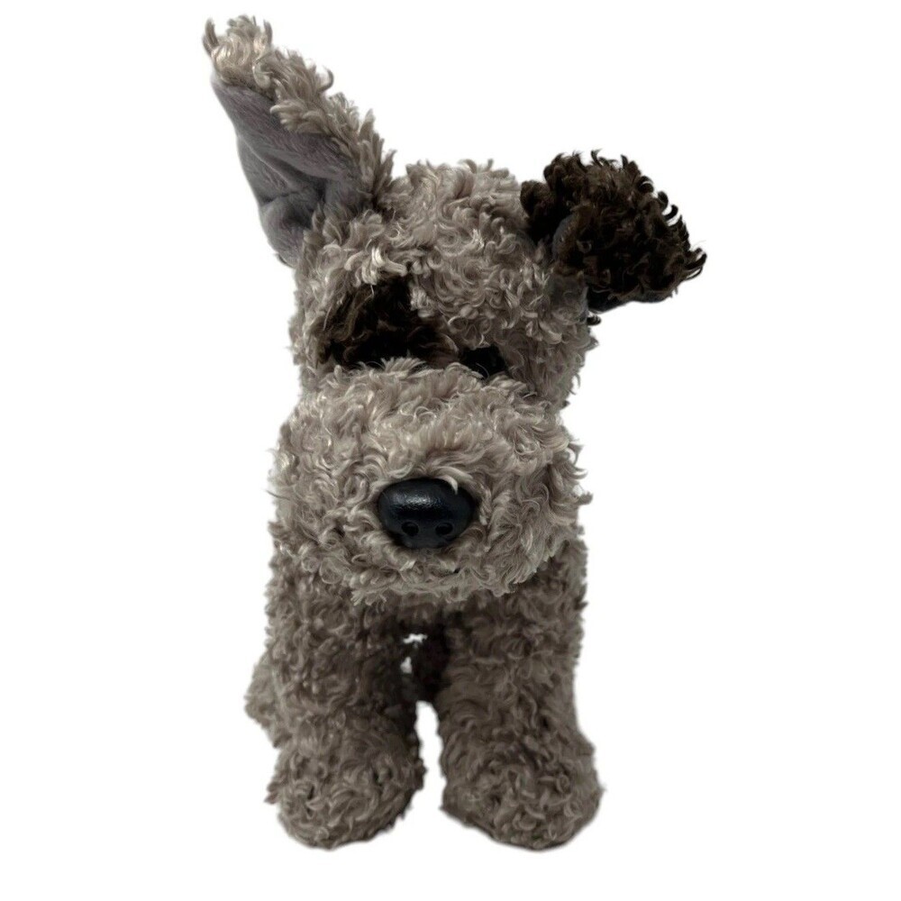 TY Plush Grey Scruffy Terrier Dog Size 12” Classic 2005 Brown Ear Kidcore Y2K